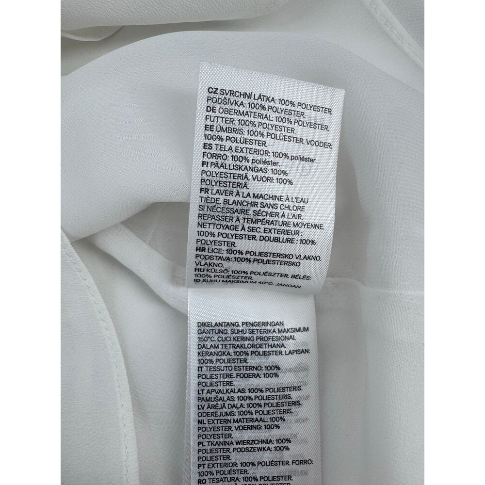 H&M White Sleeveless Blouse Tie Neck Mock Neck Minimalist Coquette Chic Size 4 - Picture 7 of 8